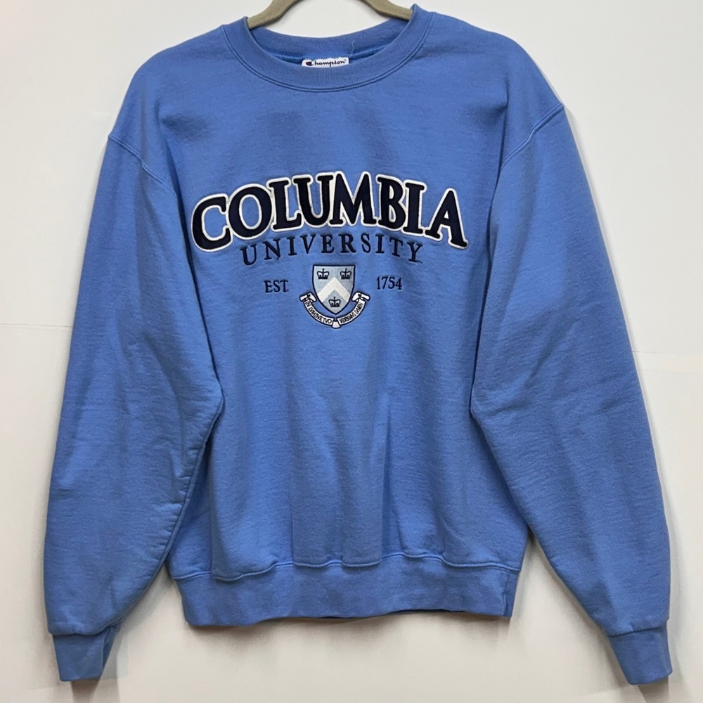 Champion Columbia University Sweatshirt Medium Light Blue Crewneck Graphic